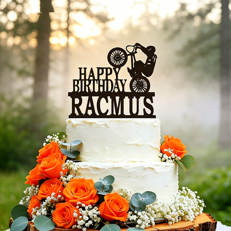 Mountain Biking Events - Décoration de gâteau d'anniversaire personnalisée sur