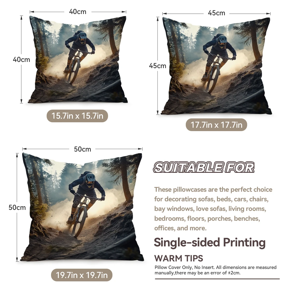 Housse de coussin imprimée sur - Mountain Biking Events avis et prix